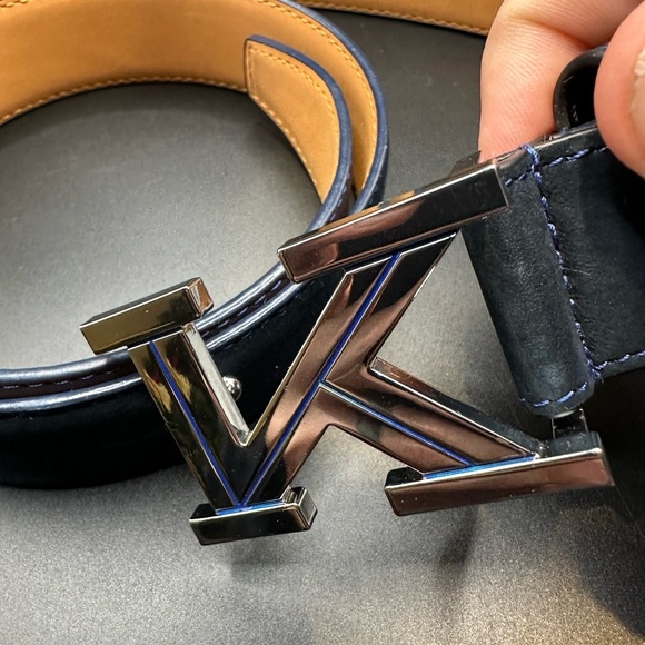 Kiton Navy Blue Leather Suede K Belt - Picture 5 of 5